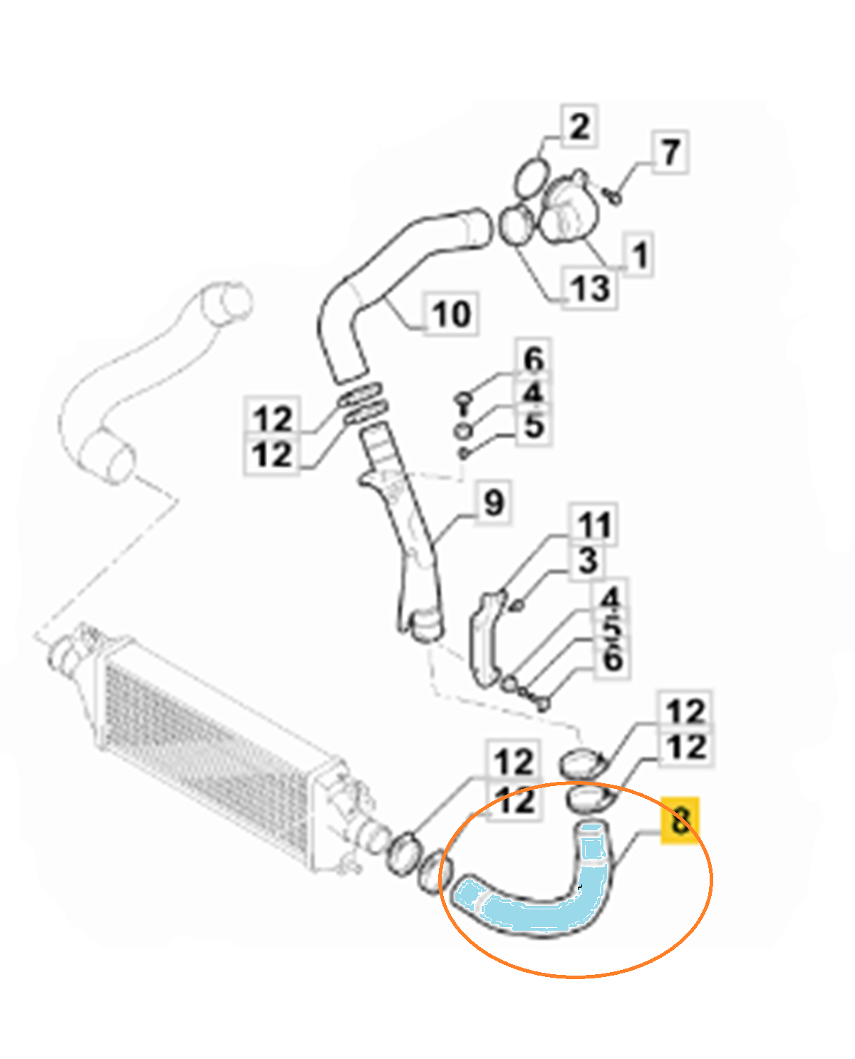 71750572 Manicotto intercooler Fiat Sedici 2.0 Multijet 99 Kilowatt 134 Cavalli