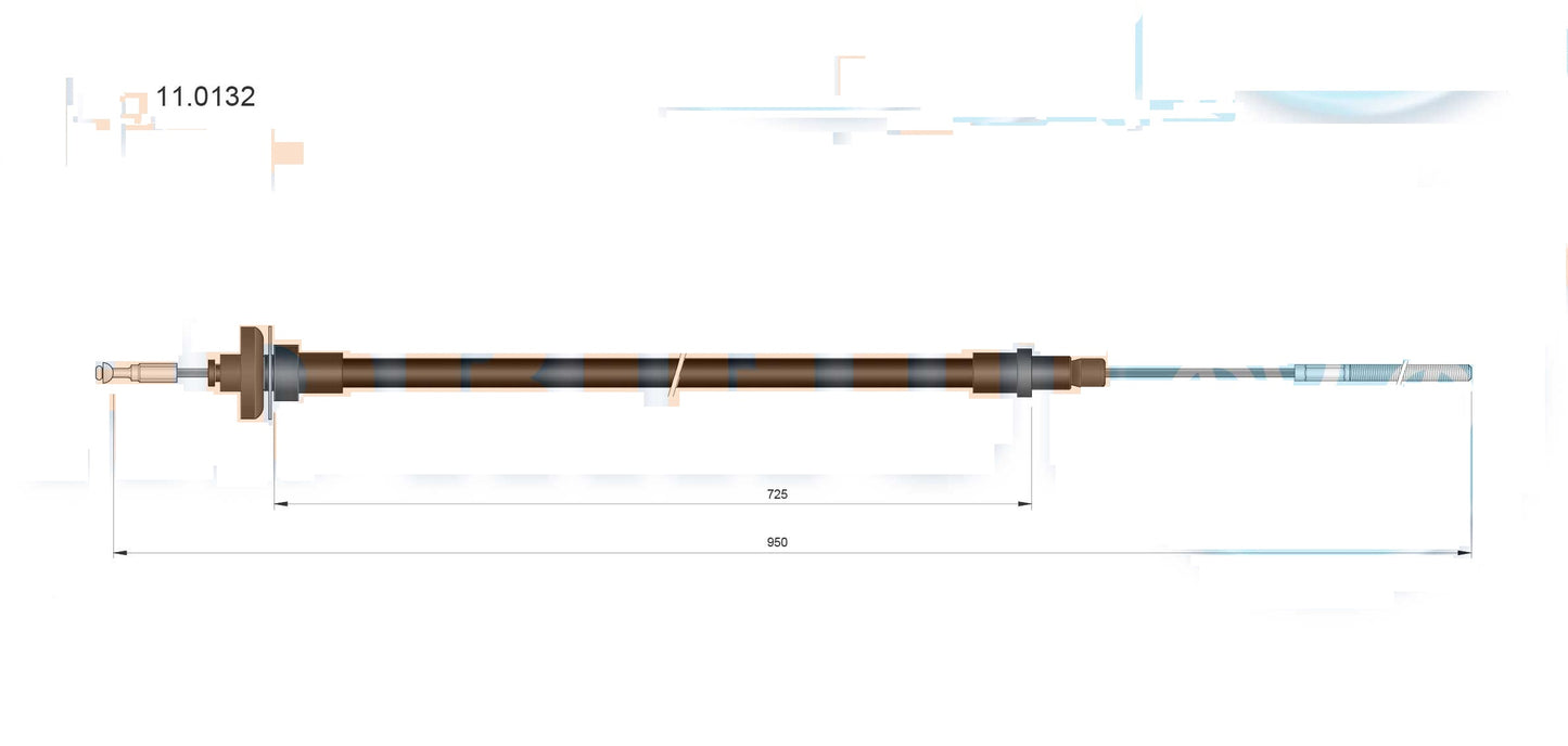 CAVO FRENO A MANO FIAT 124  DAL 09.1967 AL 07.1975.
